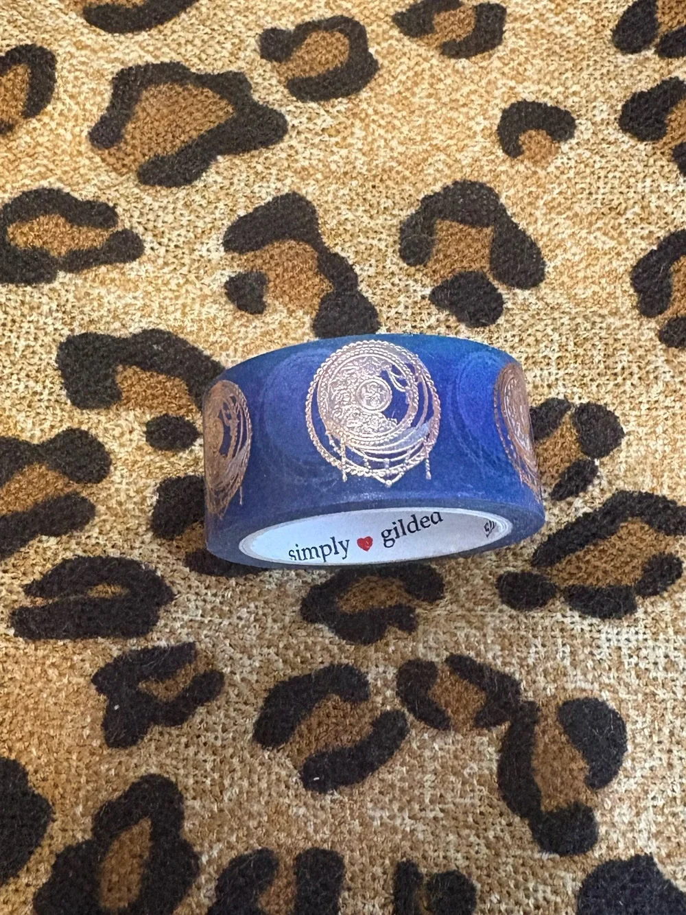 Blue Bangle Bracelet with Gold Emblem